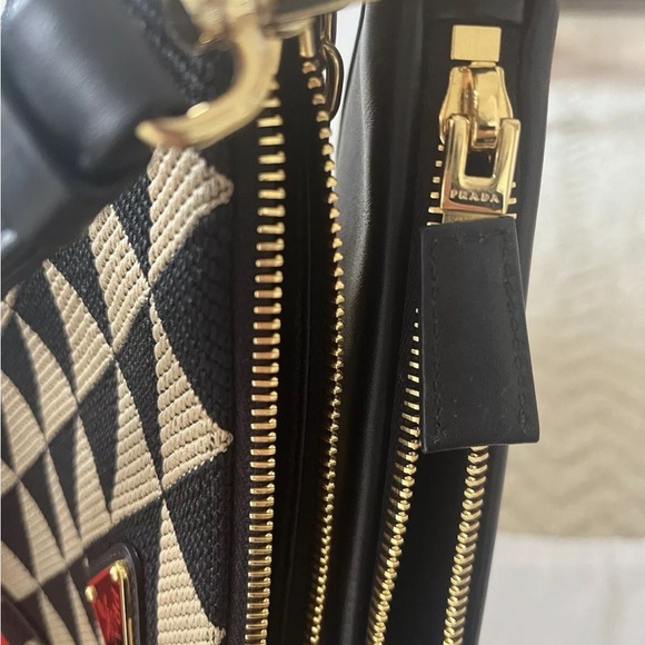 Prada Double Symbole Triangle Bag Leather And Jacquard - Picture 9 of 9